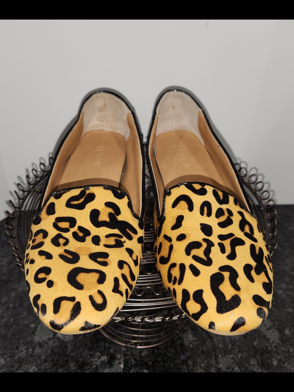 J. Crew Yellow and Black Leopard Print Slip-On Loafers